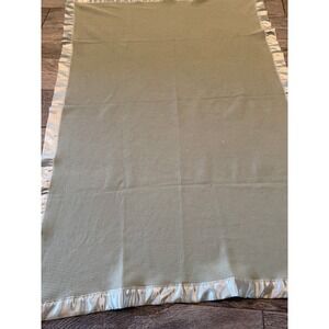 Starting Out Baby Blanket Sage Green Thermal Waffle Weave Knit Satin Trim Unisex